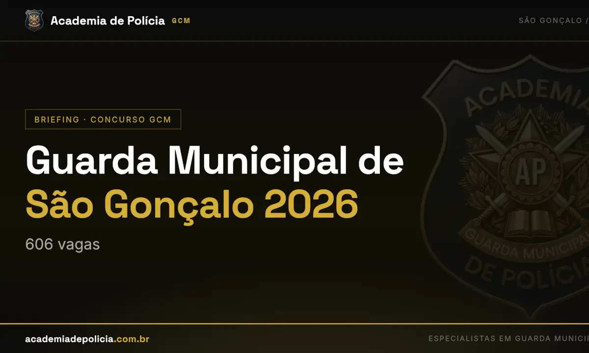 concurso guarda municipal são gonçalo — Guarda Municipal de São Gonçalo 2026: 606 vagas